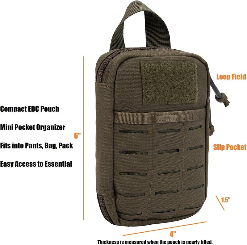 Dotacty Mini Pocket Organizer for Men EDC Gear Storage Pouch Belt/MOLLE-Compatible 6" x 4" x 1.5" Micro Nylon Bag for Multitools Flashlight Knife Pen Field Notebook Tactical Survival Outdoor Gadget - Image 2